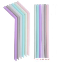 Silicone Drinking Straw Multi-color Reusable Silicone straw Folded Bent Straight Straw Home Bar Accessory silicone tube SN3635