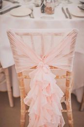 -2020 blush rose Volants Housses de chaise vintage romantique Chaise Jupettes belle fête de mariage de mode anniversaire Décorations