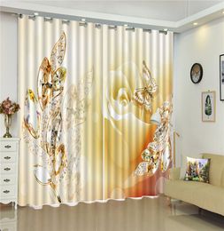 Custom 3D Curtain Luxury Jewellery Butterfly Dream Rose Living Room Bedroom Beautiful Practical Shade Curtains