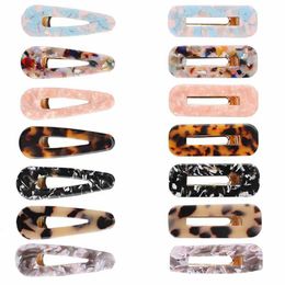 2pcs Vintage Hair Clip For Women Leopard Marble Textured Geometric Water Drop Square Duckbill Barrette Hair Jewellery Accessories