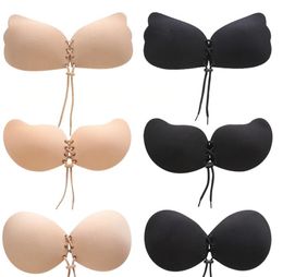 Women Self Adhesive bra Silicone backless dress Invisible Push Up Adhesive fly Bra Strapless A B C D size 8 styles KKA7810