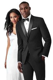 Fashionable One Button Black Groom Tuxedos Peak Lapel Men Wedding Party Groomsmen 3 pieces Suits (Jacket+Pants+Vest+Tie) K220