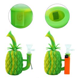 Pineapple 9.6 Inch water pipe Dab rig glass rig Silicone bong portable hookah unbreakable silicone and glass style