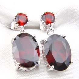 Free Shipping--5 PCS/Lot Best sell and New Style 925 sterling Silver plated Red Garnet Gems Earring For Lady E0164