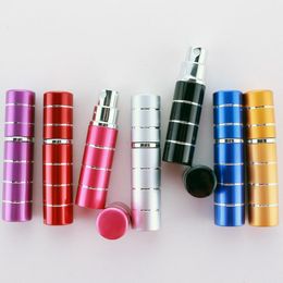 5ml Hot selling pump stitching Glass Perfume bottle Atomizer Anodized Aluminium Empty glass Travel Refillable Conrainer LX1760