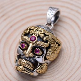 925 sterling Silver Men's skull retro biker pendant Jewellery A3468