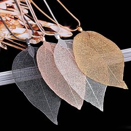 Natural Leaf Necklace Simple New Specimen Fashion Easy Matching Long Sweater Necklaces Birthday Gift Jewellery Accessory