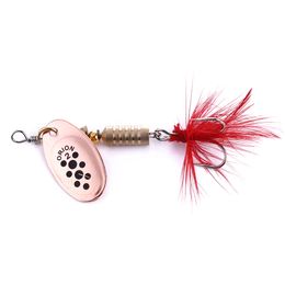 HENGJIA Metal Spinner Spoon Fishing lure 5.3g 6.5cm Artificial Hard bait lifelike Feather Treble hook for Trout Pesca tackle