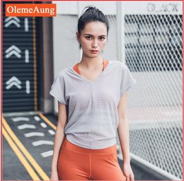 New nylon t-shirt, breathable, loose and slim blouse, quick-drying yoga jacket, sports short-sleeved fitness clothes for women