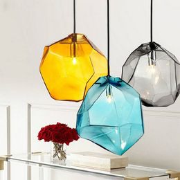 Modern colorful glass pendant light hanging lamp,6 colors G9 led suspension lamp for bar restaurant industrial lighting fixture