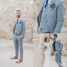man pants for sale UK - Men's Blue Suits Wedding Tuxedos Groomsman Wear Party Groom 3 Pieces Best Man Suits(Jacket+Pants+vest) Hot Sale Customized
