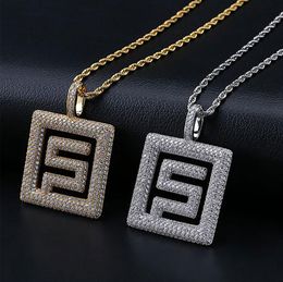 14K Gold Iced Out ins migos Pendant Necklace Cz Bling Pendant Mens Hip Hop Micro Pave Cubic Zirconia Simulated Diamonds