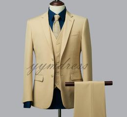2019 Wedding Tuxedos Slim Fit Suits For Men Groomsmen Suit Cheap Prom Formal Suits Three Pieces (Jacket +Pants+Vest+Tie)