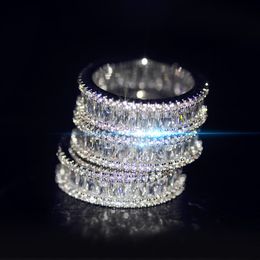 Vecalon 3 Colours Handmade Finger ring 925 Sterling silver Diamond Party wedding band rings For women men Jewellery Gift