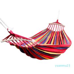 Wholesale-Double Hammock 450 Lbs Portable Travel Camping Hanging Hammock Swing Lazy Chair Canvas Hammocks(Red)