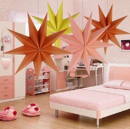 30cm ,45 cm 60 cm Nine Angles Paper Star Home Decoration Tissue Paper Star Lantern Hanging Stars For Christmas Party Decoration SN90