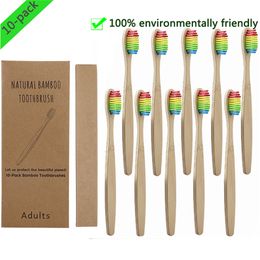 10pcs Bamboo Tooth Brushes Soft Bristles Oral Care Travel Toothbrush for adults care LOGO custom