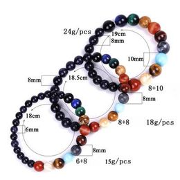 Energy Bracelet Planetary Sky Guardian Eight Planets Galaxy Planets Solar System Bracelets Jewelry Yoga Natural Stone Beads Chakra