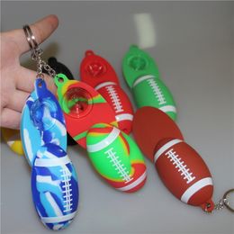 Football Shape Mini Smoking Pipes with screw lid Hand Tobacco Cigarette Pipes silicone Hand Pipes for free shipping