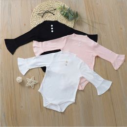 Baby Girls Rompers Toddler Horn Sleeve Jumpsuits Newborn Triangle Onesies Infant Solid Bodysuits Kids Ins Ruffle Blouse Tops BYP240