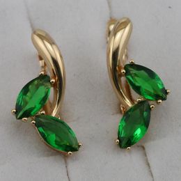 Fashion-Elegant Nice Green CZ Gems Hoop Earrings Yellow Golden Plated Jewellery Gift For Women EB541B