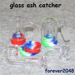 Glass Ash Catcher with 5ML Silicone Container and quartz banger 14mm Female-14mm Male joint for glas bongs water pipe