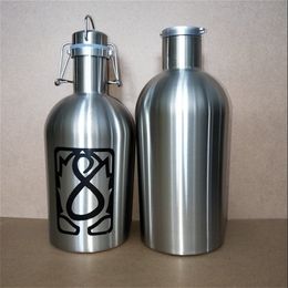 custom logo! 32oz stainless steel Beer Growler with Flip Top Big capacity 1 Liter beer bottle with swing top 1L single wall beer barrel keg