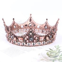Acessórios de cabelo barroco do casamento Retro Luxo nupcial Crystal Pearl Tiaras Crowns Palace Princesa Rainha Pageant Prom Rhinestone Veil Tiara