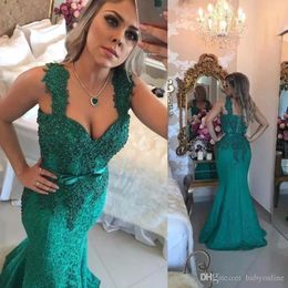 Lace Dark Green Mermaid Dresses Sweetheart Beaded Applique Long Formal Prom Dress Evening Wear Pageant Party Gowns Robes De Soire