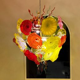 Contemporary Flower Plates Pendant Lamp Italian Design Hand Blown Glass Chandelier Lighting LED Murano Glass Art Chandelier Light