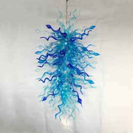 Lamps Magnificent Handmade Blown Chandelier Lighting Blue Shade Large Modern Led Glass Chandeliers for Home Party Decor