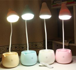 Creative Cylinder Pen Holder Rechargeable LED Eye Light Simple Three-Grade Touch Bedside Lamp Student Dormitory Learning Desk Lamp