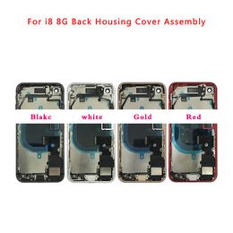 Full Housing for IPhone 8 8Plus Plus 8G Back Middle Frame Chassis Battery Door Rear Cover Body with Flex Cable Parts Assembly