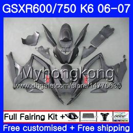 Body For SUZUKI GSXR 750 600 GSX R600 R750 GSXR750 06 07 296HM.30 GSX-R600 06 07 Flat black hot GSXR-750 K6 GSXR600 2006 2007 Fairings kit