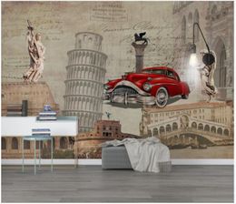 Custom photo wallpaper 3d wall murals wallpapers European nostalgic construction car english background wall paper mural for living room