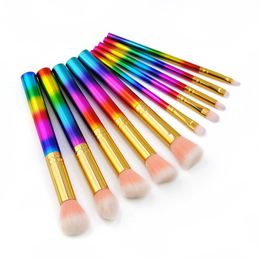 2019 Glitter Makeup Brushes For Foundation Powder Eyeshadow Eyeliner Lip Highlighter Cosmetic Brush Tools 10pcs Make Up Brush Set