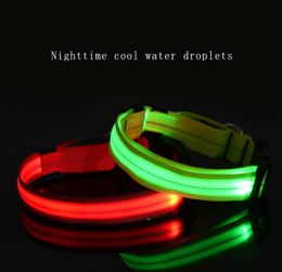 LED Nylon Pet Dog Collar Night Safety Light Flashing Glow in the Dark Dog Collar Collar with one reflective tape