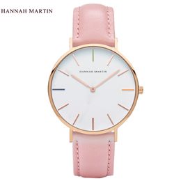 2017 New Designer HANNAH MARTIN Women Ladies Female Clock Mens Top Brand Luxury Pink Fashion Casual Quartz Leather Nylon Watches2999
