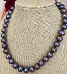 Free Shipping >>>> noble 11-12mm South Sea black red green pearl necklace 14k