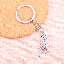 New Keychain 33*15mm owl standing branch Pendants DIY Men Car Key Chain Ring Holder Keyring Souvenir Jewellery Gift