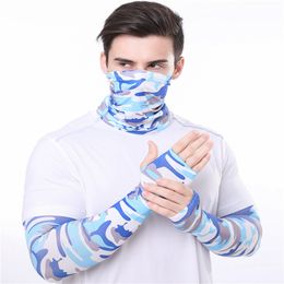 Men Bandana Magic Scarf gloves protective sleeves set Sport Sun UV Protection Cooling Face Mask For Running Fishing Cycling LJJA4080