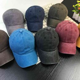 2019 New Fashion Casual Washed Solid Colour Visor Couple Hip Hop Denim Fabric Outdoor Baseball Cap Adult Cap