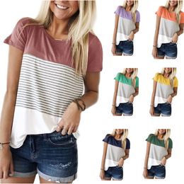 13 Colours Maternity Striped Tees Nursing Tops Short Sleeve Round Neck Blouses Shirts Breastfeeding T Shirt Clothes Casual Mom Clothings M844