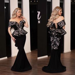 2020 Fashion Prom Dresses Off-Shoulder Appliques Satin Mermaid Evening Gowns Custom Made Floor Length Plus Size Special Occasion Dress