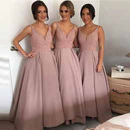 Elegant Newest Long Bridesmaid Dress Beaded V neck Long Evening Dresses Bridesmaid Gowns Wedding Party Dresses BD8940