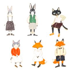 Pins and brooches Rabbit/Fox/Cat couple enamel pin Badges Hat Backpack Accessories Lovers Jewellery Gift for love