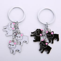 Jewellery French Bulldog Keychain Key Rings For Women Men Metal Pet Dog Pendant Bag Charm Car Key Chains lovely Keyring gifts