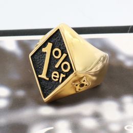 Hot 2019 Cool Male Acero inoxidable 316L Oro Biker 1% er Skull Ring Mens Motorcycle Biker Band Party Party