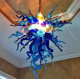 High Ceiling Decoration Blown Glass Chandeliers Lighting AC 110V 240V LED Light Source Borosilicate Glass Modern Art Ceiling Chandeliers