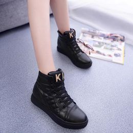 Hot Sale-Autumn Women Flats Shoes High Top Fashion CasualPlatform Women Sneakers